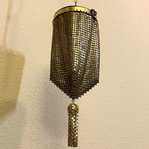 Antique Victorian Art Nouveau Silver Floral Tassel Mesh Purse.